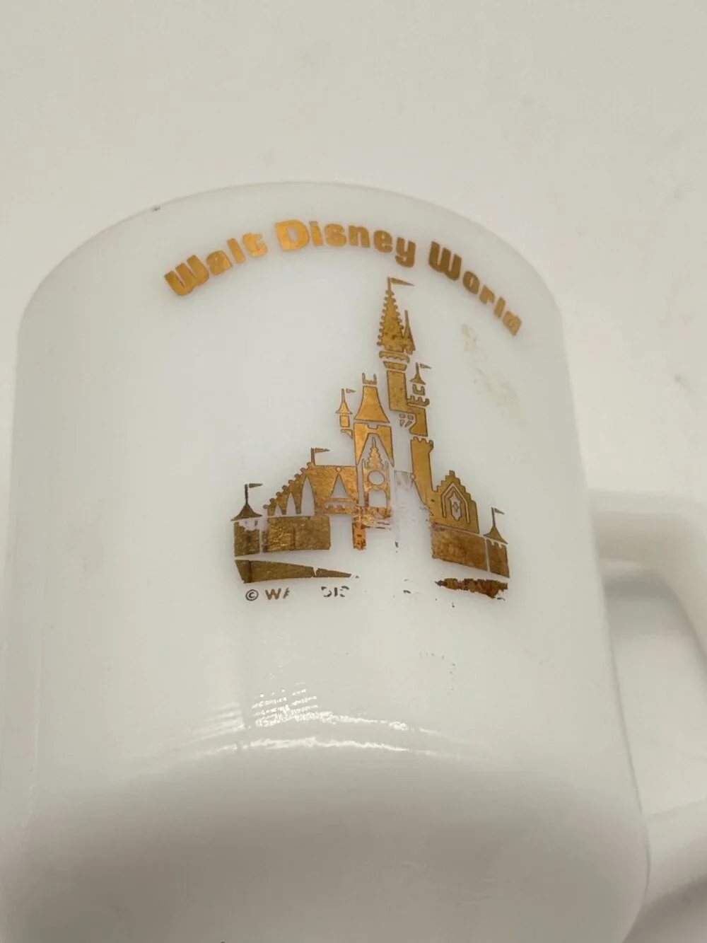 Authentic Walt Disney World 50th White & Gold Castle Footed Milk coffee Cup